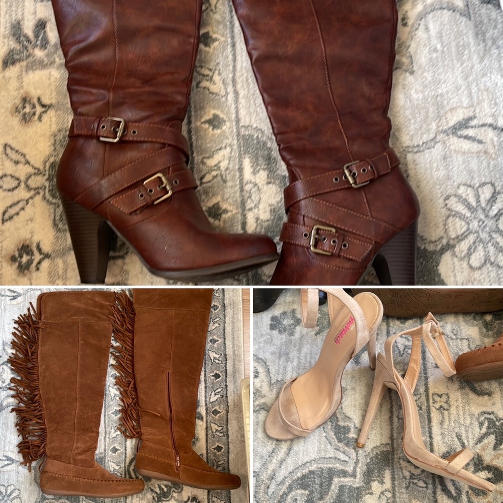 3 PAIRS JustFab& Shoe Dazzle heels and boots bundle